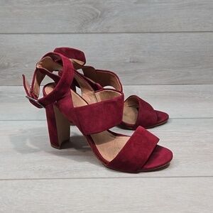 Madewell Women Ankle Suede Heels Pump Sandals shoes sz 7